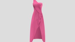 Female Pink One Shoulder Dress