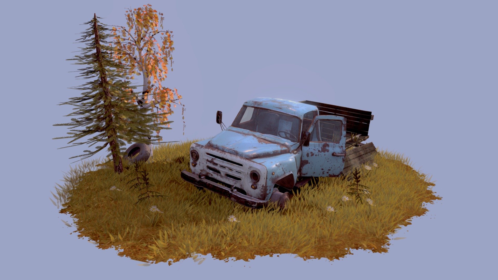 Abandoned truck 3d model