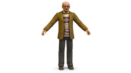 Old Man Professor Sweater Jacket Glasses