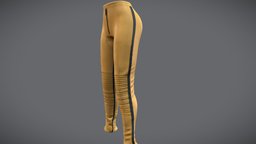 Female Yellow Leather Sports Pants