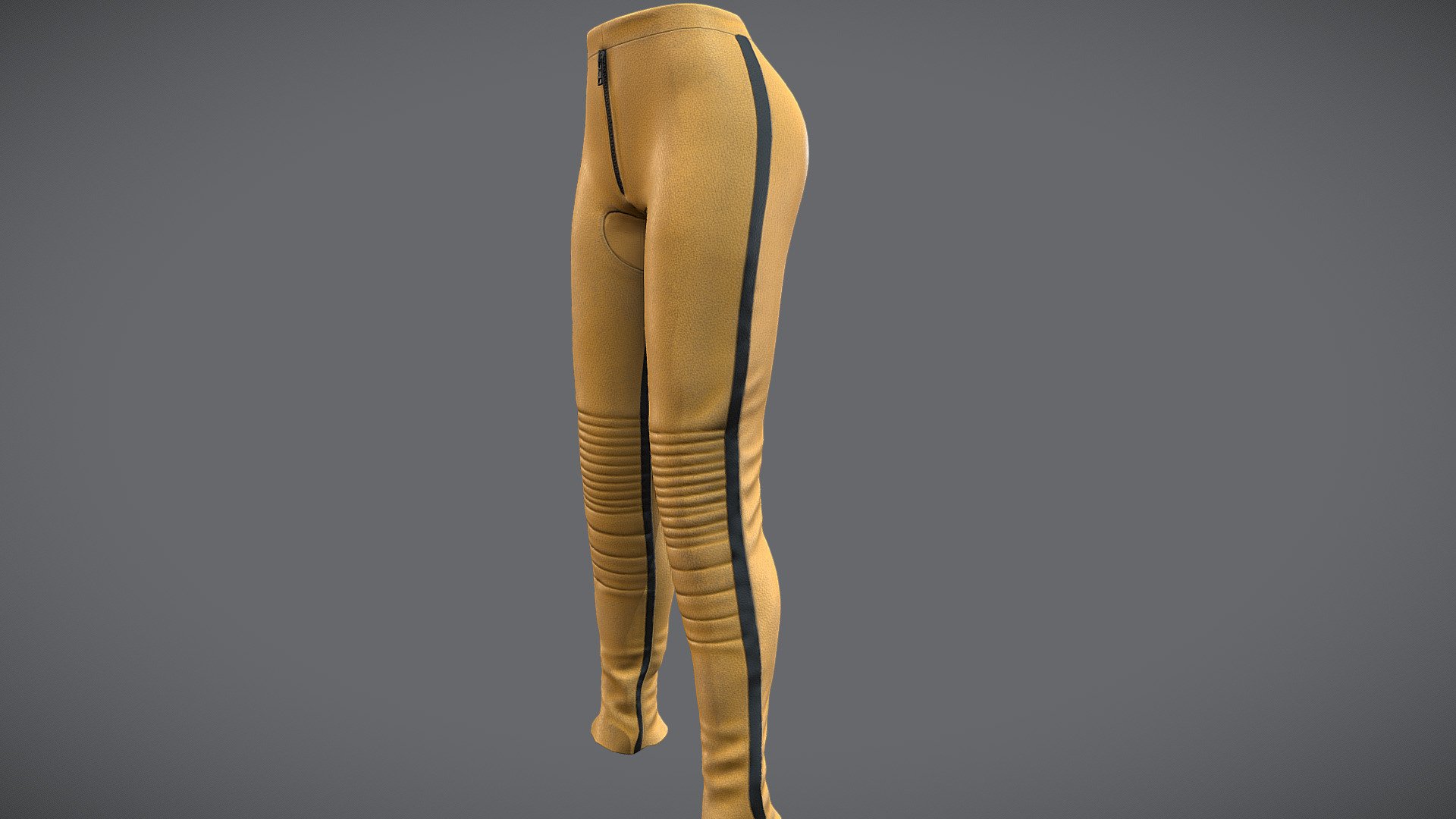 Female Yellow Leather Sports Pants 3d model