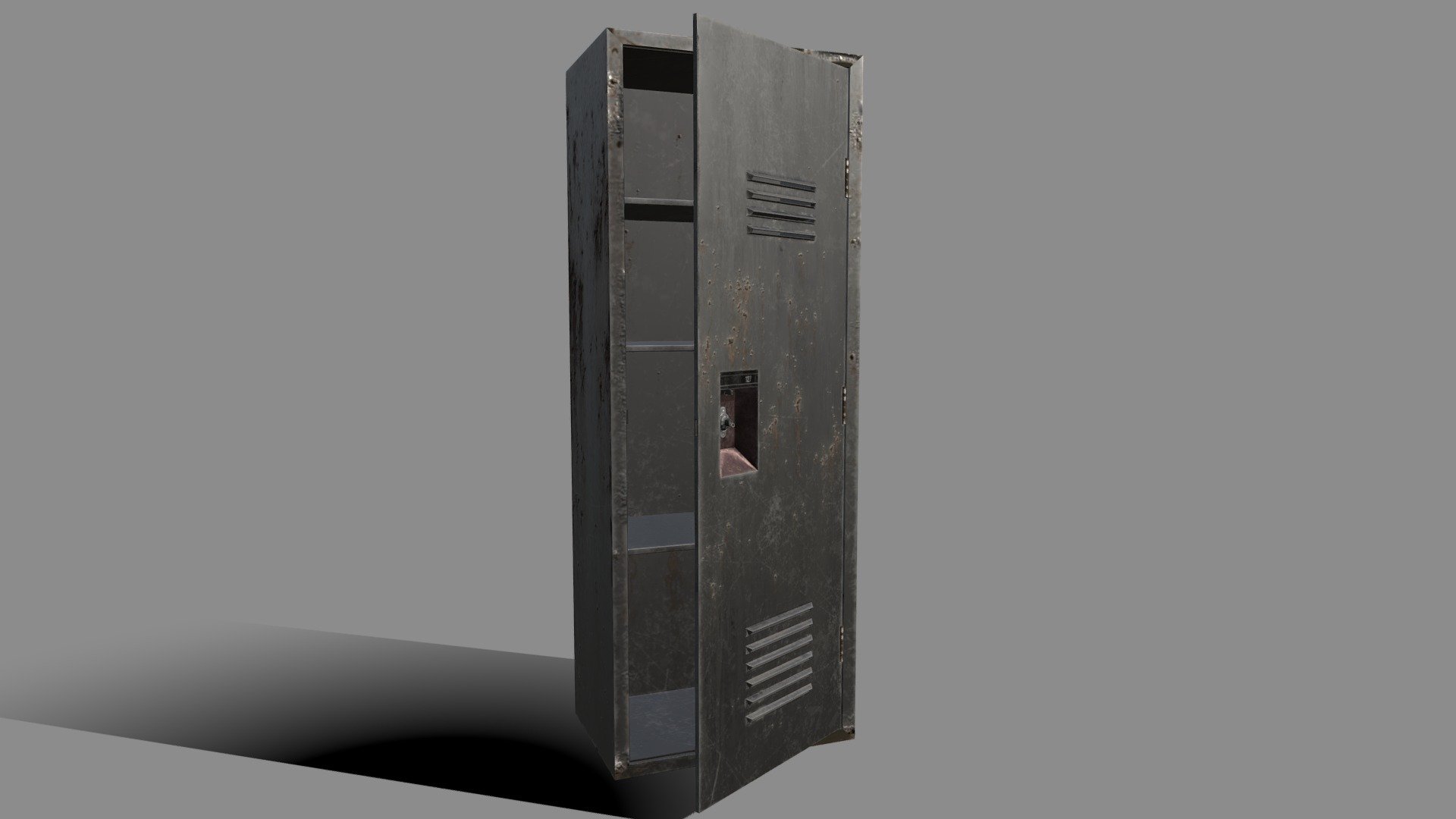 Rusty_School_Locker_with_Key 3d model