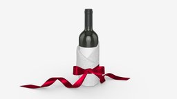 Decorated wine bottle mockup