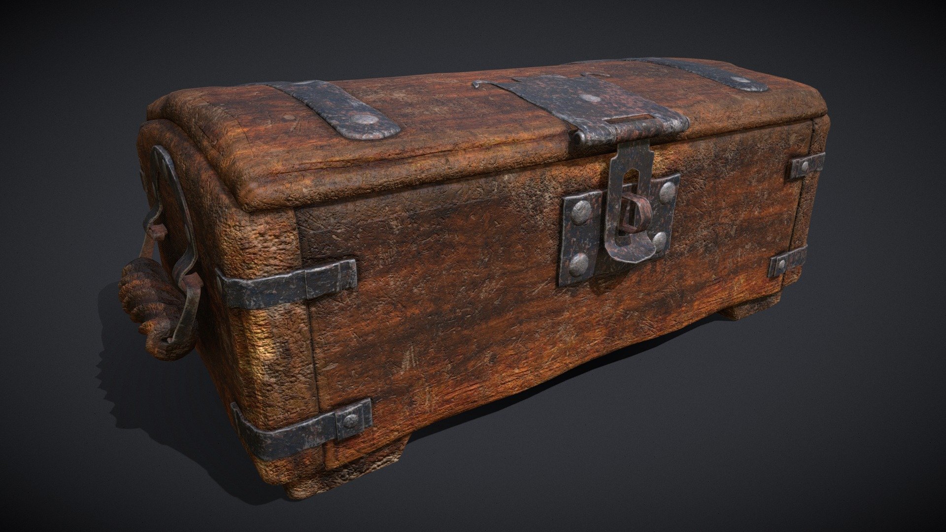 Old Rustic Rose Wood Chest 3d model