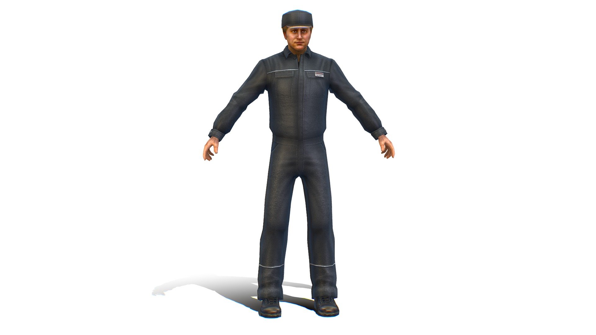 Young Male Lab Technician Gray Uniform 3d model