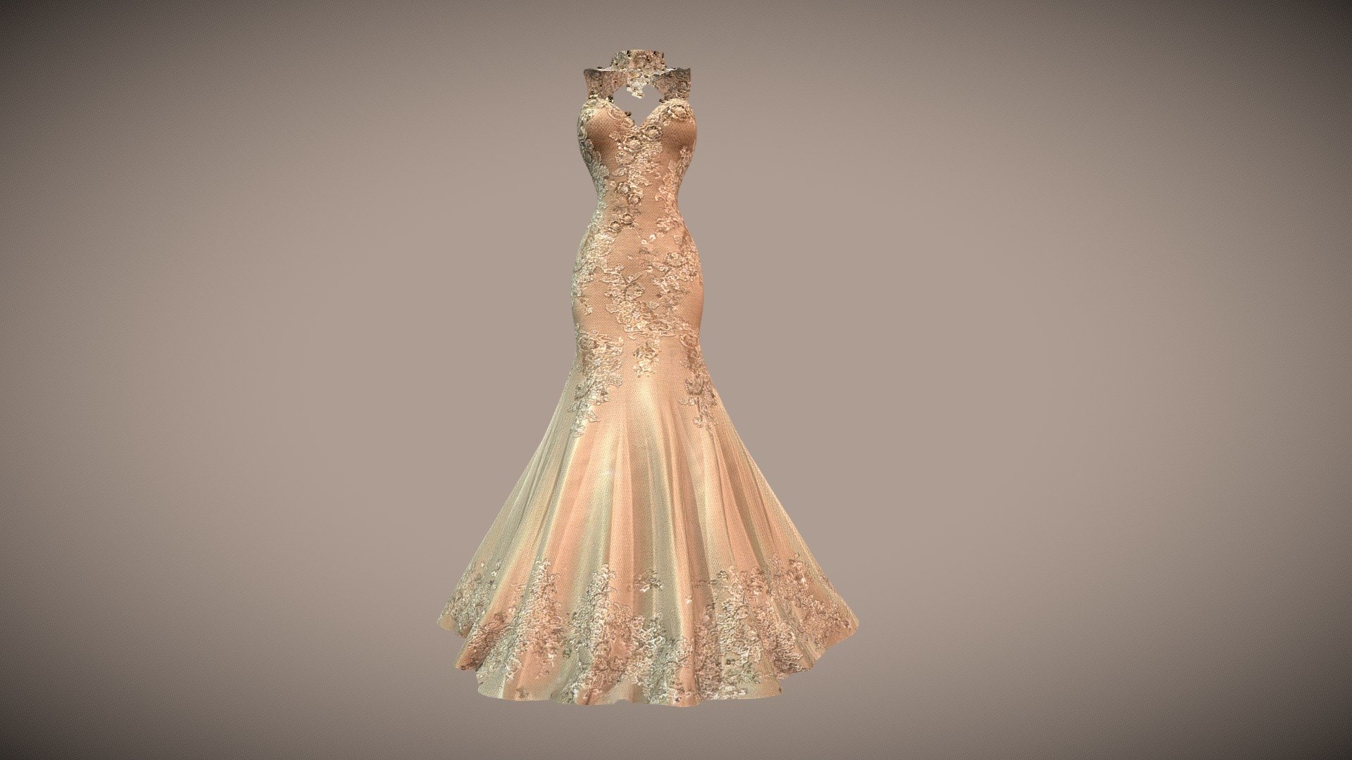 High Neck Mermaid Dress 3d model