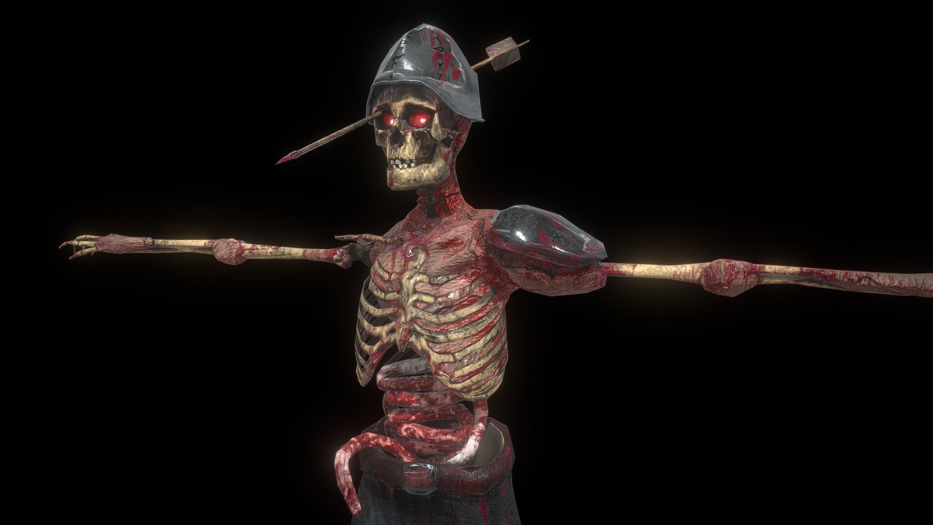 Indie Game: Skeleton UE4 rig+texture 3d model