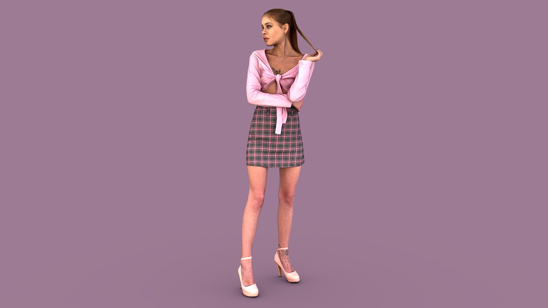 Lady in Pink 3d model