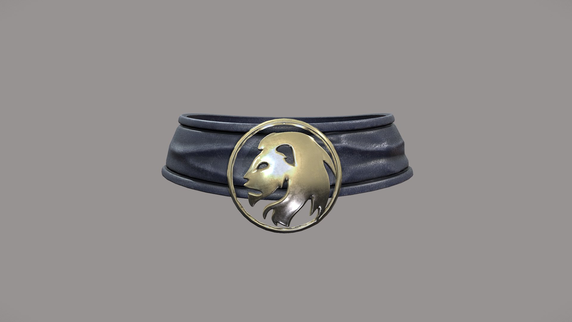 Female Gold Lion Emblem Collar Necklace 3d model