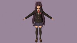 T pose rigged model of Tohka Yatogami