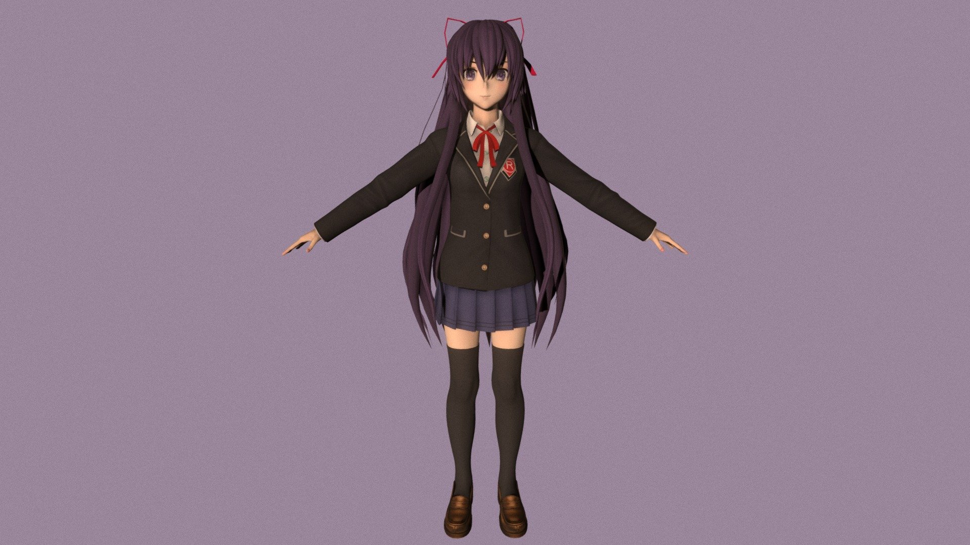 T pose rigged model of Tohka Yatogami 3d model