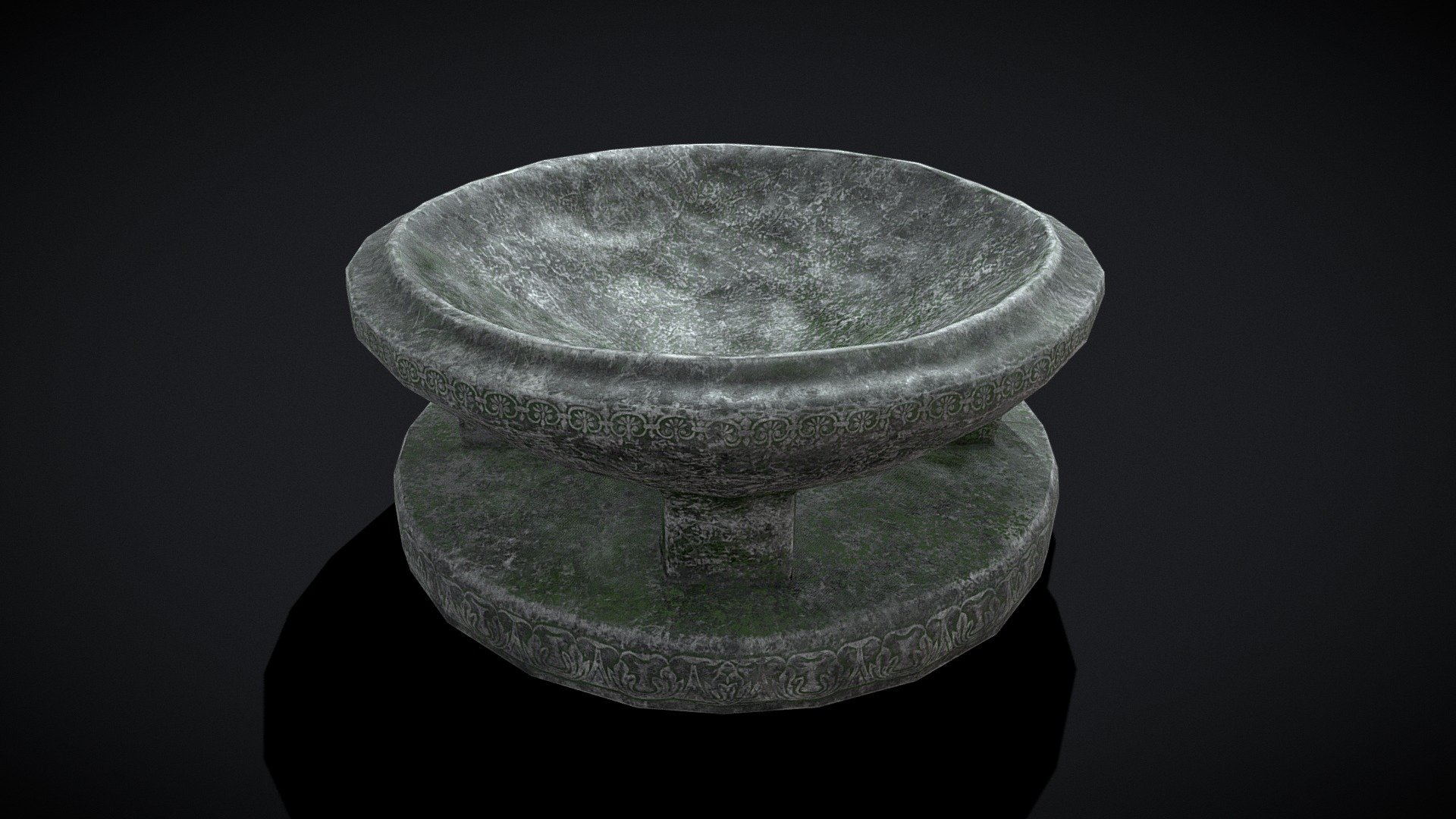 Medieval Stone Bird Bath 3d model