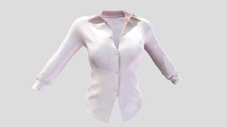 Female Long Sleeves Open Chest Formal Shirt