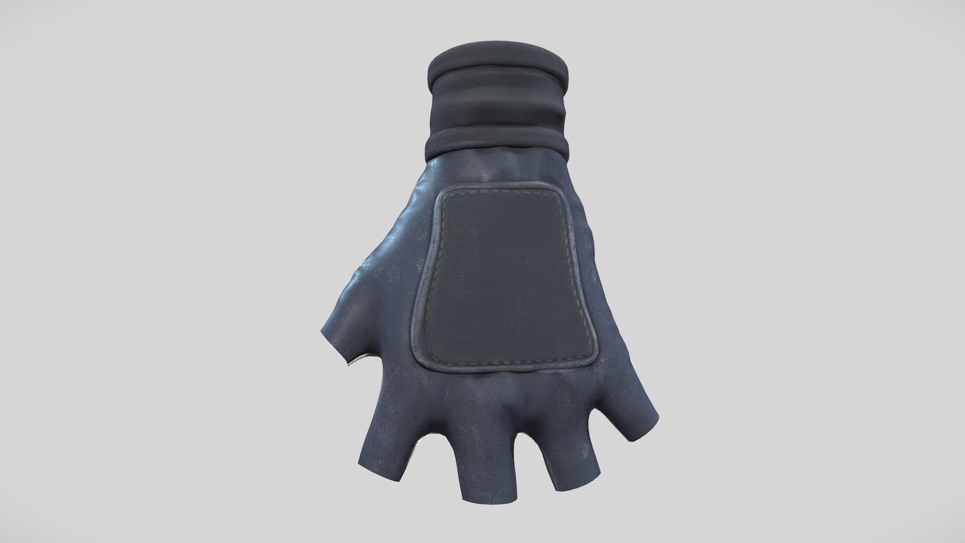 Blue Leather Tactical Fingerless Gloves 3d model