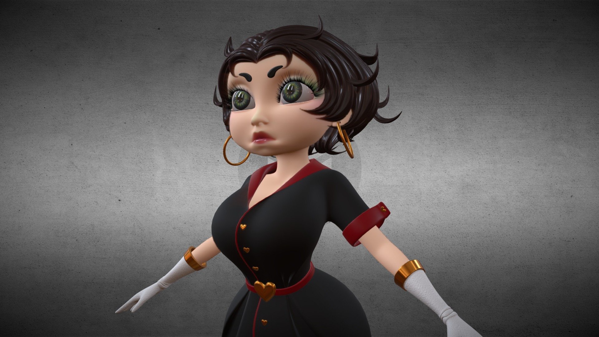 Betty Boob in full dress (WIP) 3d model