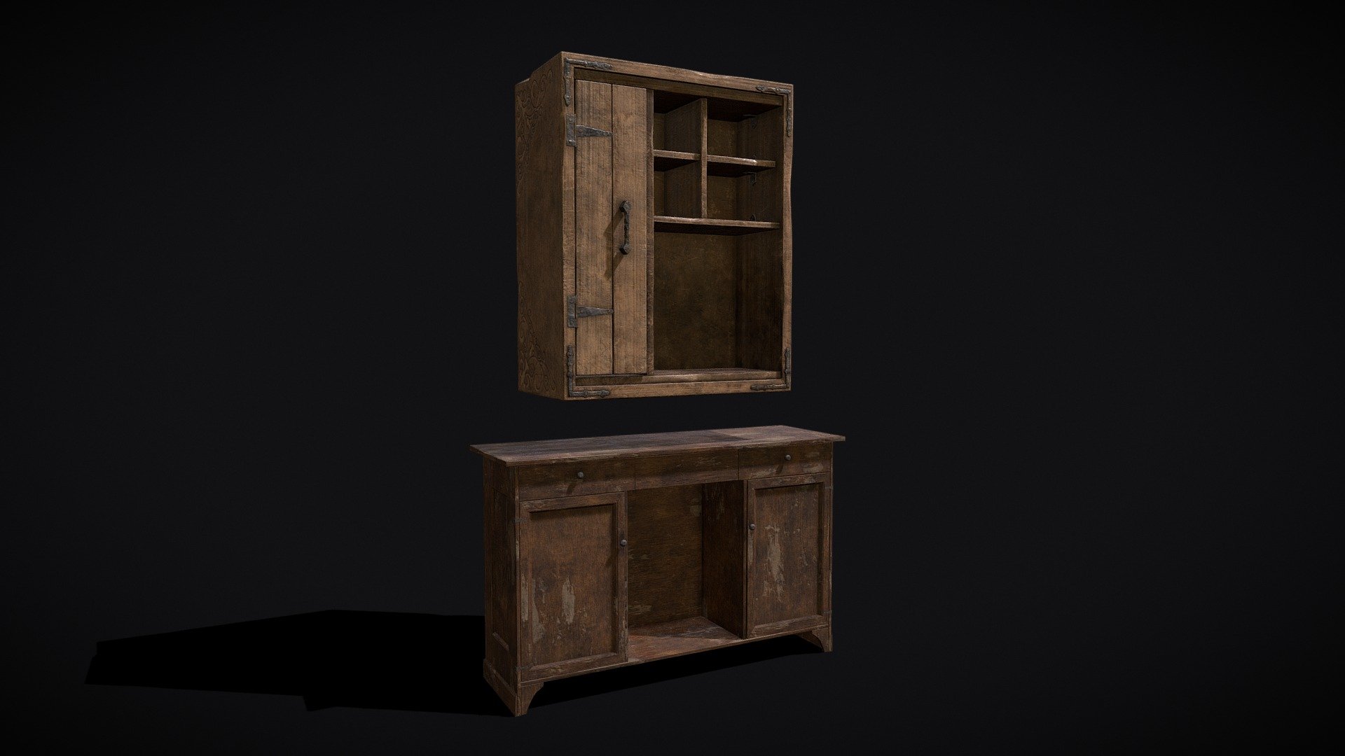 Rustic Cabinet and Drawer 3d model