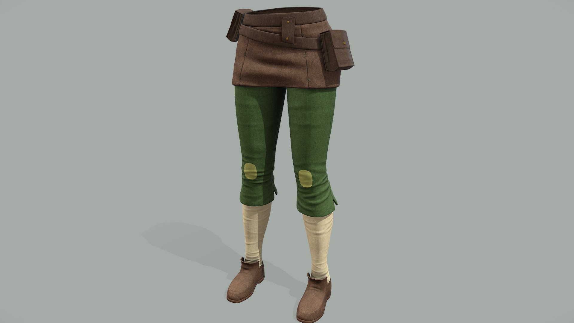 Female Medieval Villager Pants And Shoes 3d model