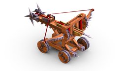 Handpaint Cartoon Medieval Ballista Siege Weapon