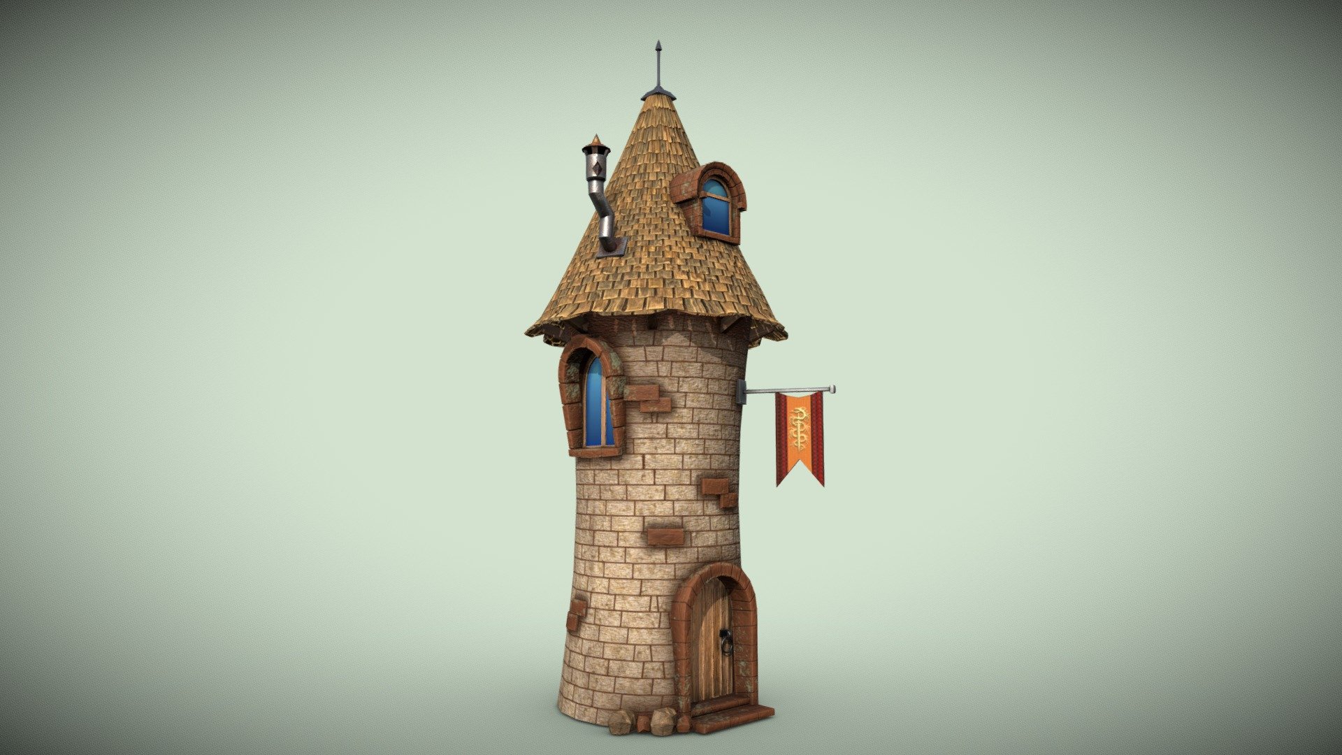 Stylized house PBR low-poly 3D model 3d model