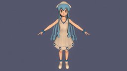 T pose rigged model of Ika Musume