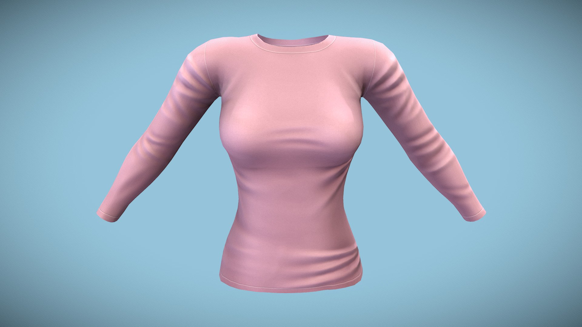 Female Long Pink Sweater 3d model