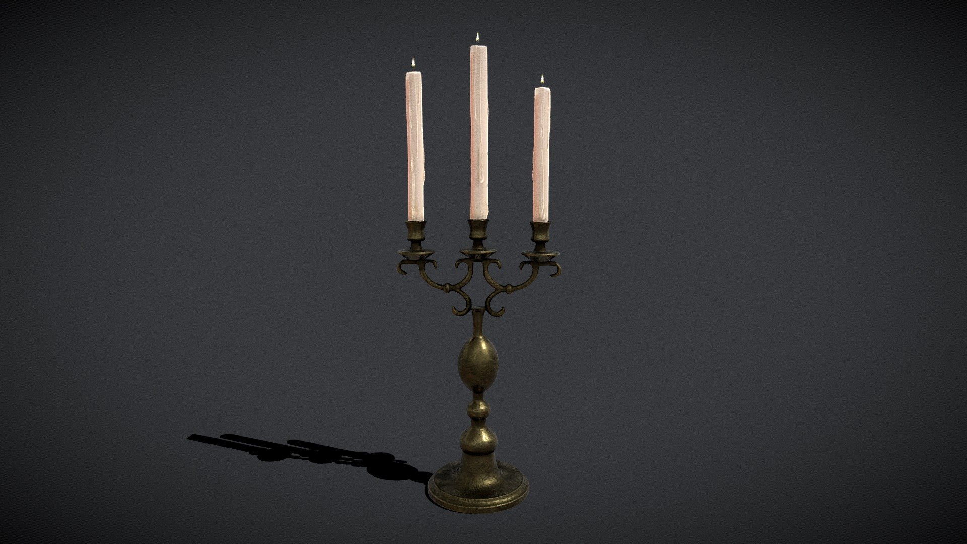 Brass Three Point Candelabra 3d model