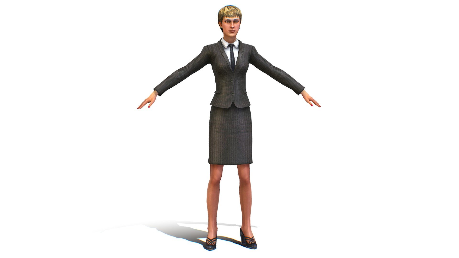 Rigged Young Woman Secretary Form 3d model