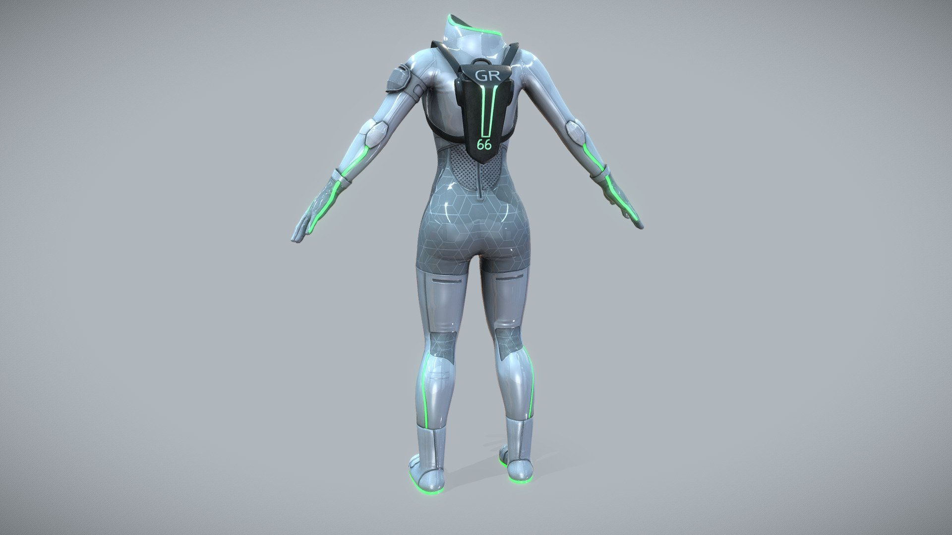 $AVE Female Sci-fi Suit And Backpack 3d model