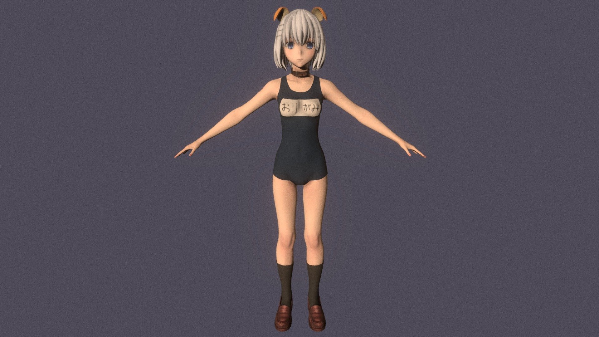 T pose rigged model of Origami Tobiichi 3d model