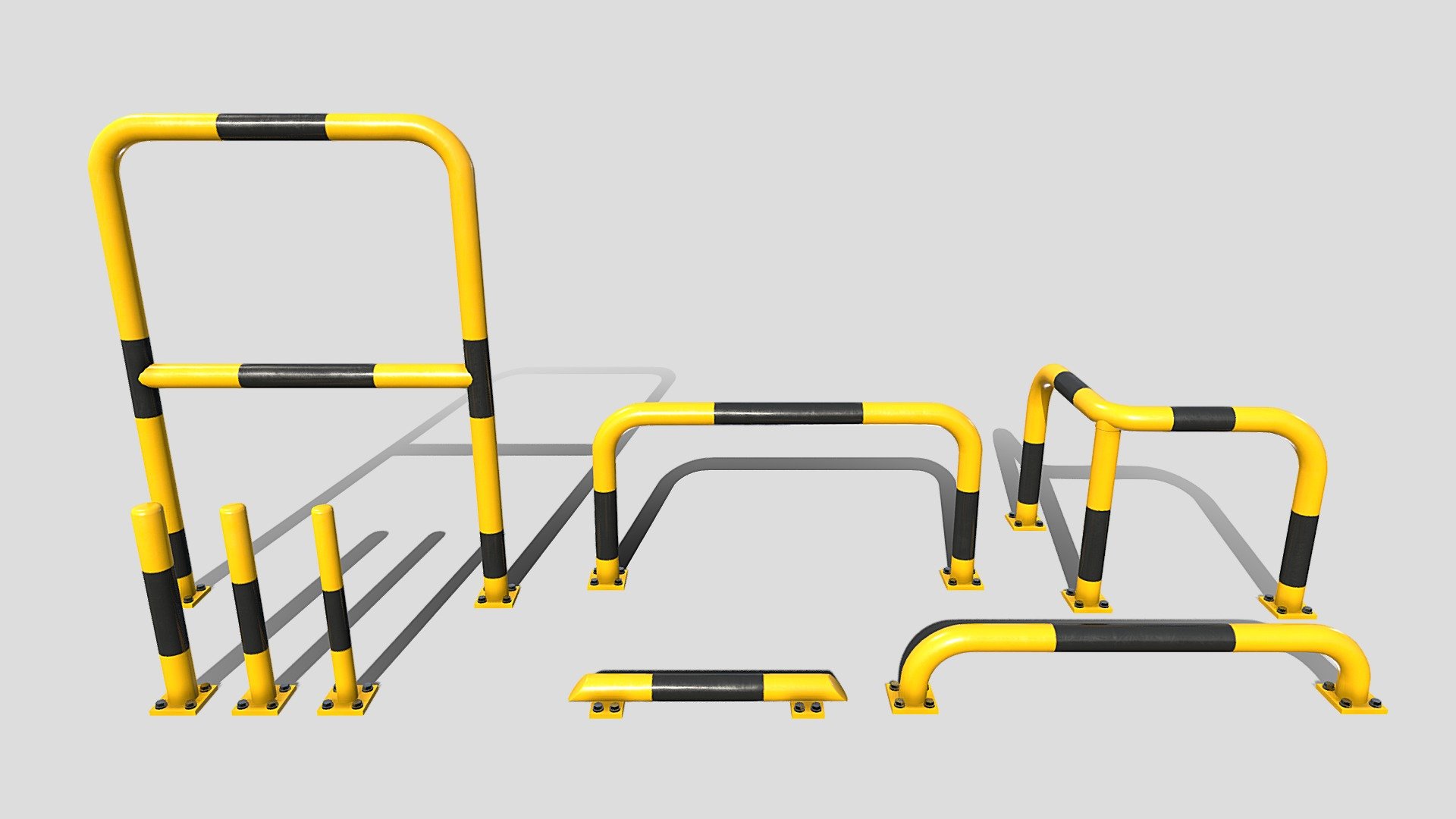 Traffic safety barrier pack v1 3d model