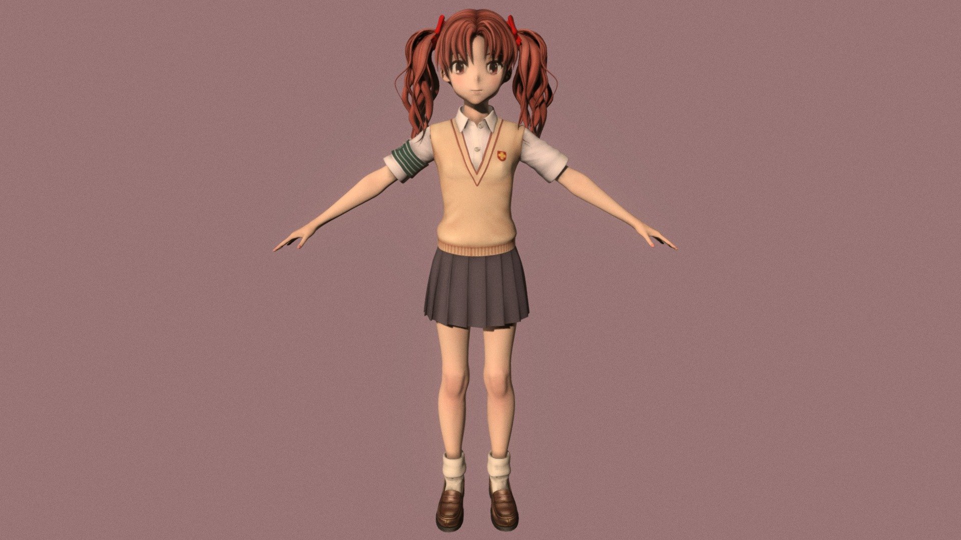 T pose rigged model of Kuroko Shirai 3d model