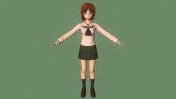 T pose rigged model of Miho Nishizumi