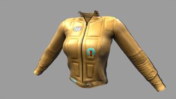 Female Yellow Leather Sports Jacket