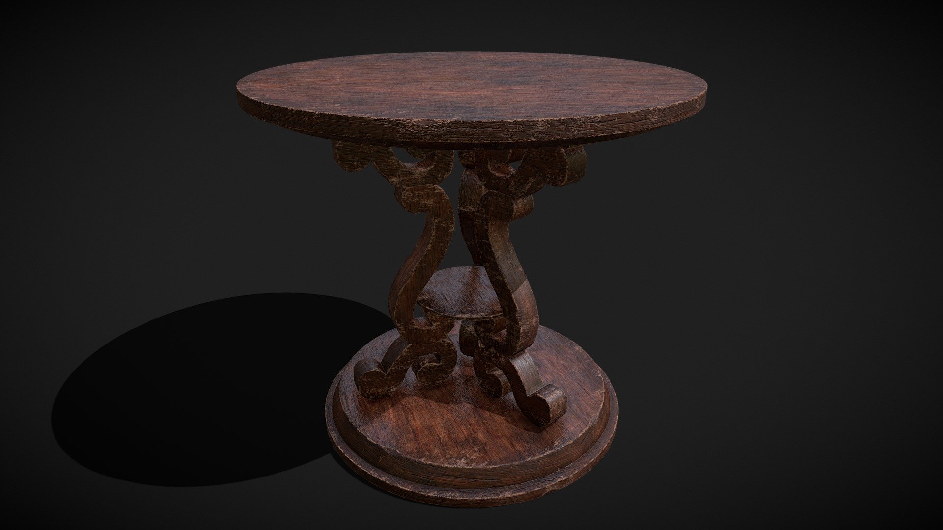 Medieval Antique Three Legged Table 3d model