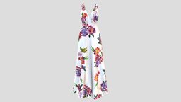 Female Backless V Neck Floral Sundress