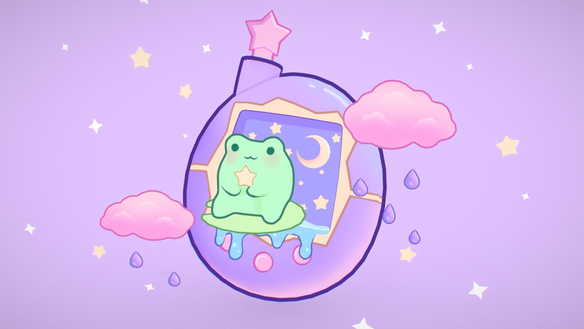 Frog Tamagotchi _(°︿°)_ 3d model