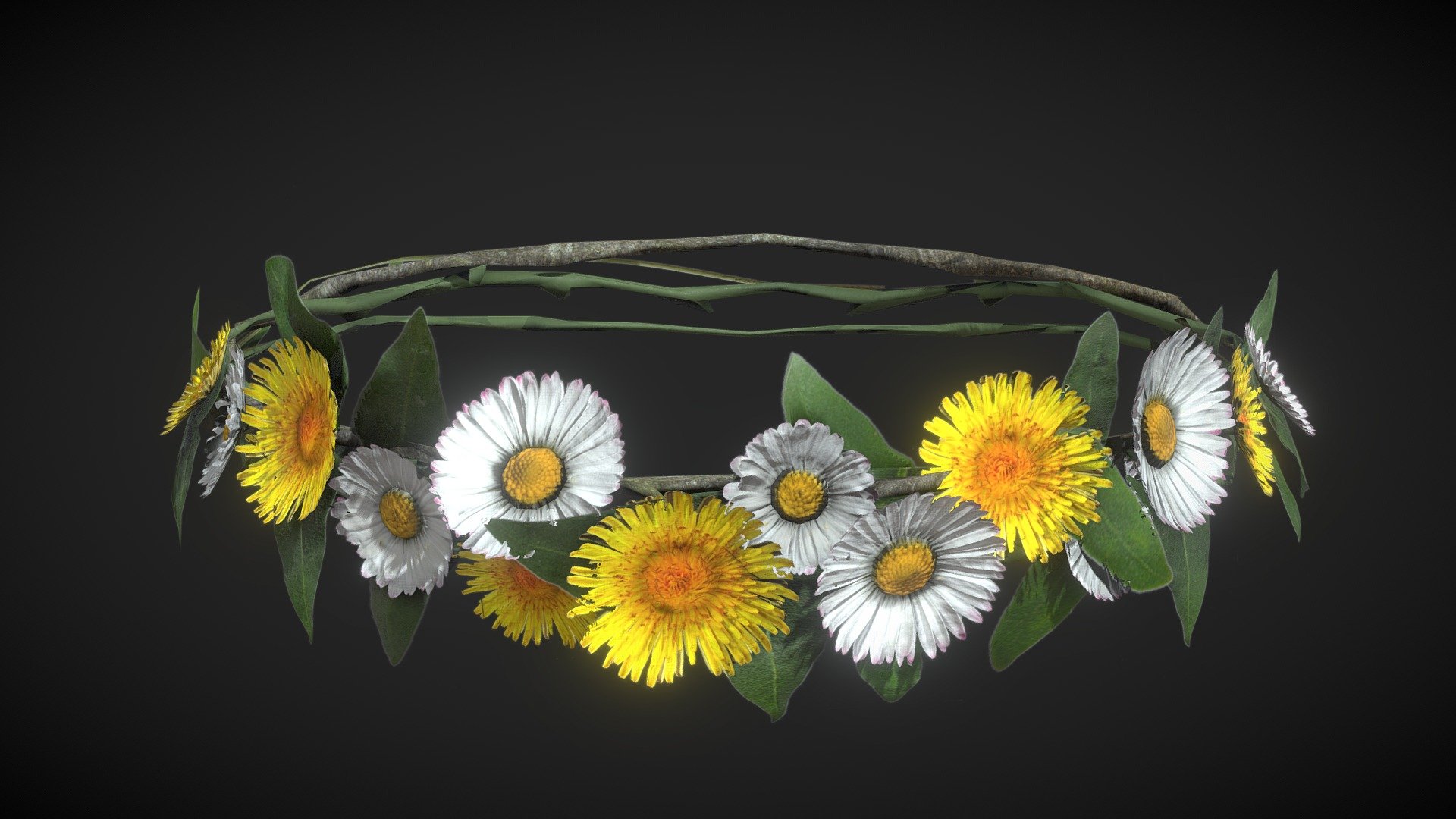 Dandelion Daisy Flower Crown 3d model