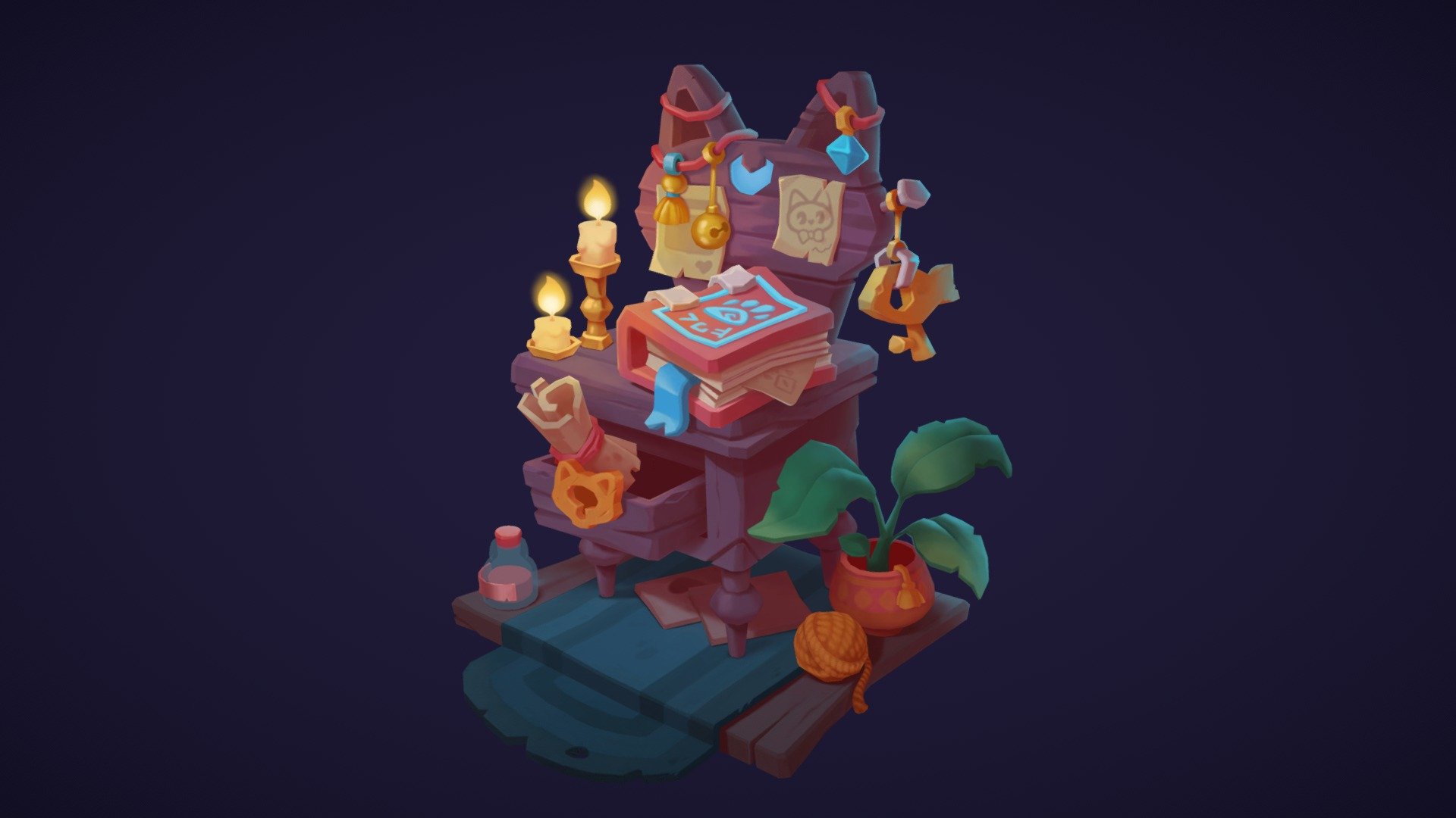 Cat Wizard Table 3d model