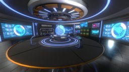 Sci-Fi Command Room Interior 3D Model