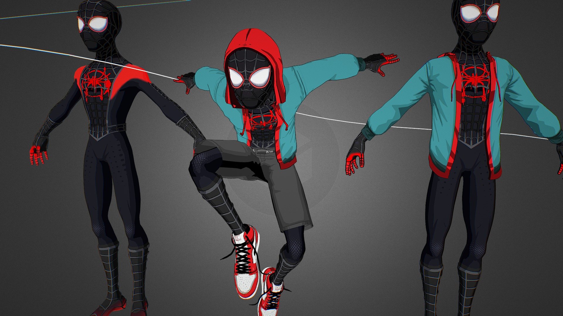 Spider-Man Miles Morales (Full Rigged) 3d model