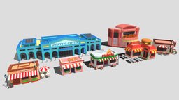 Low poly business buildings pack