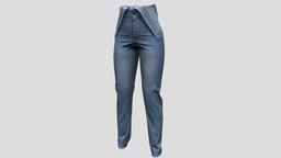 Female Foldover Waist Boyfriend Denim Pants