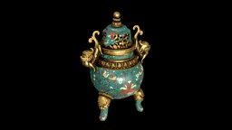 A Cloisonne Enamel Tripod Censer-Freepoly.org