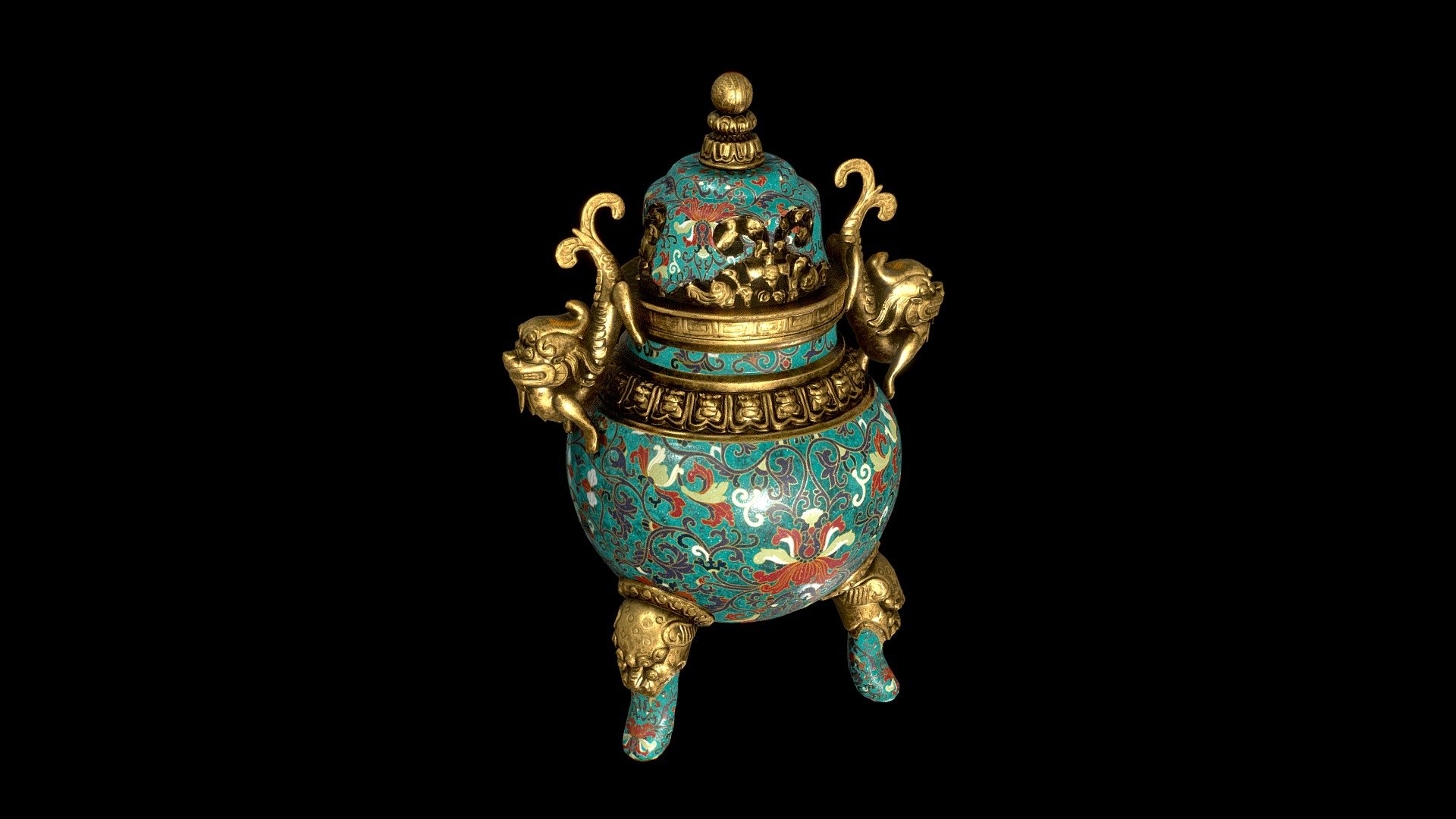 A Cloisonne Enamel Tripod Censer-Freepoly.org 3d model