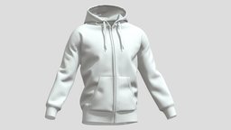 Hoodie Zip White PBR Realistic