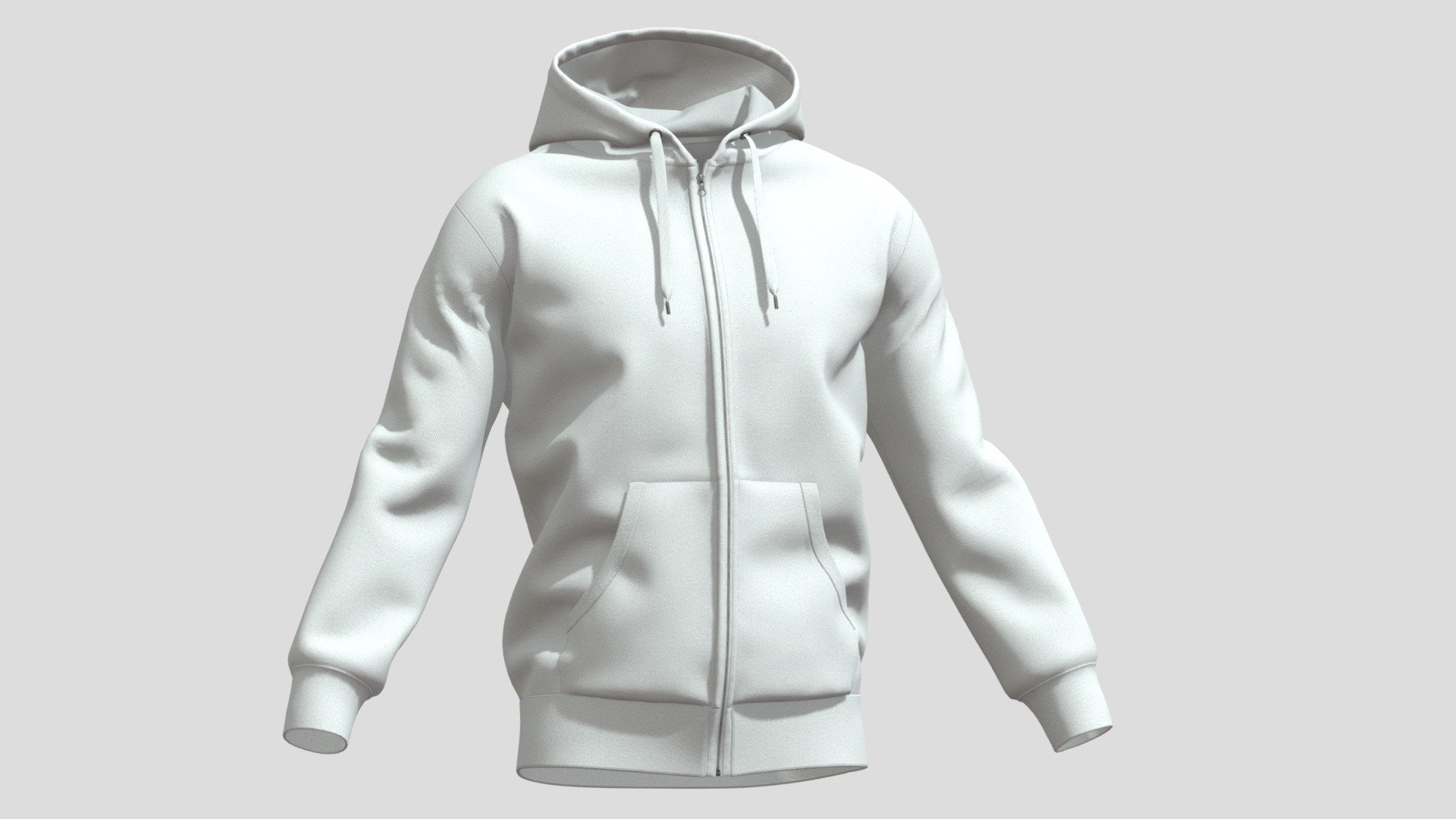 Hoodie Zip White PBR Realistic 3d model