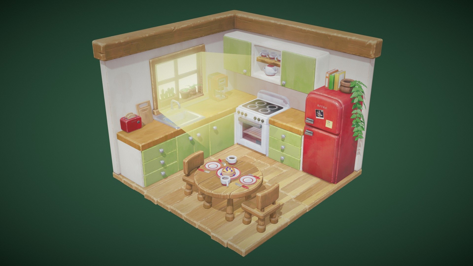 Stylized Kitchen Diorama 3d model