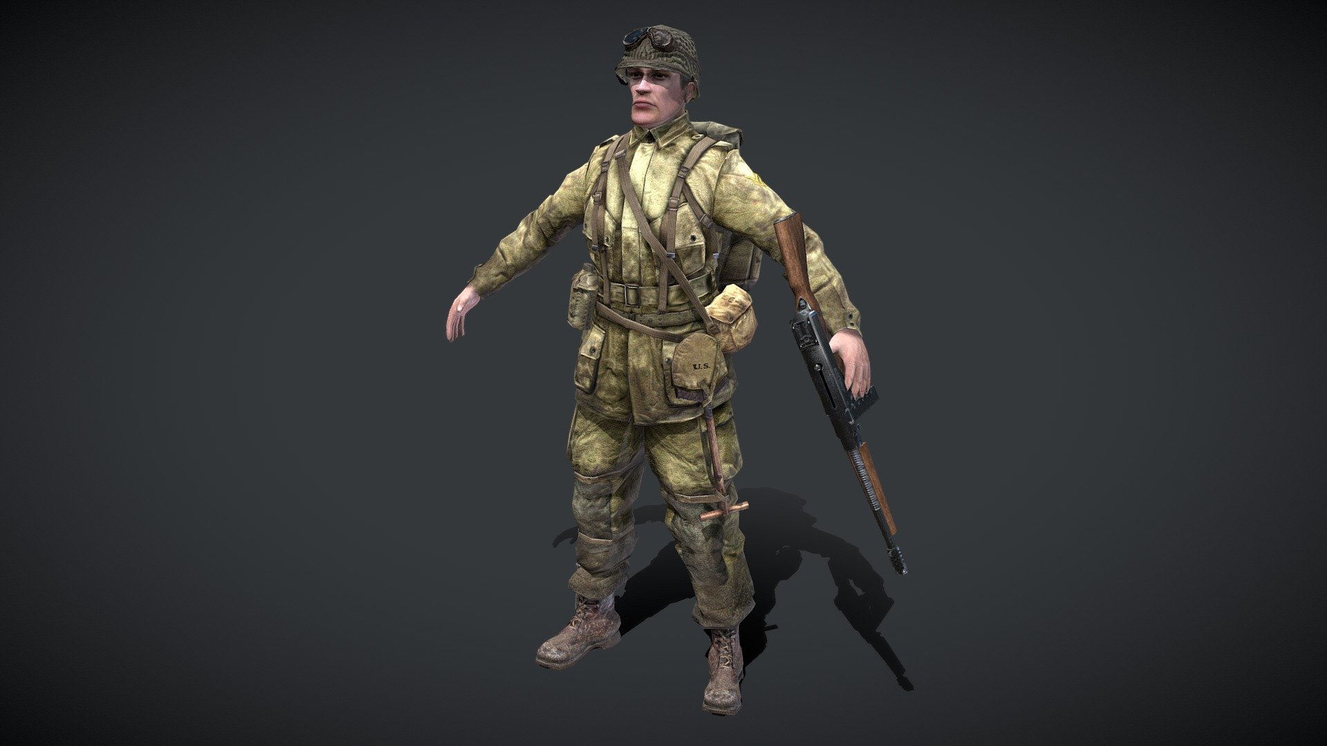 American WWII Soldier 3d model