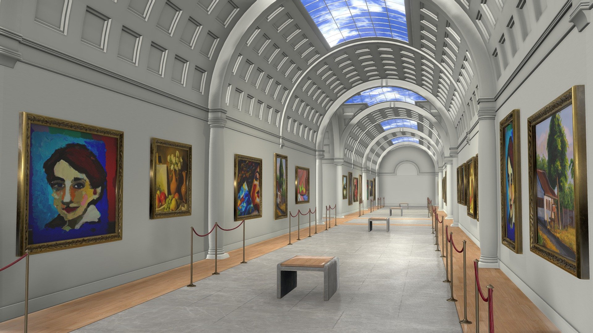 Vr museum interior 3d model