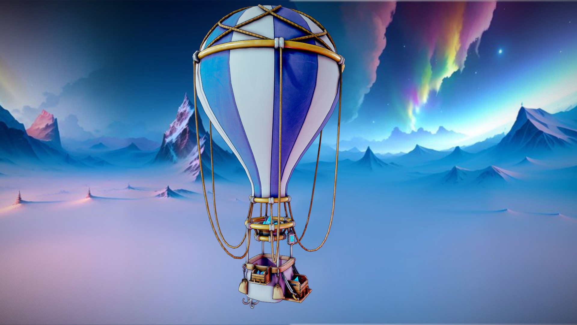 Stylized 3D Hot Air Balloon 3d model